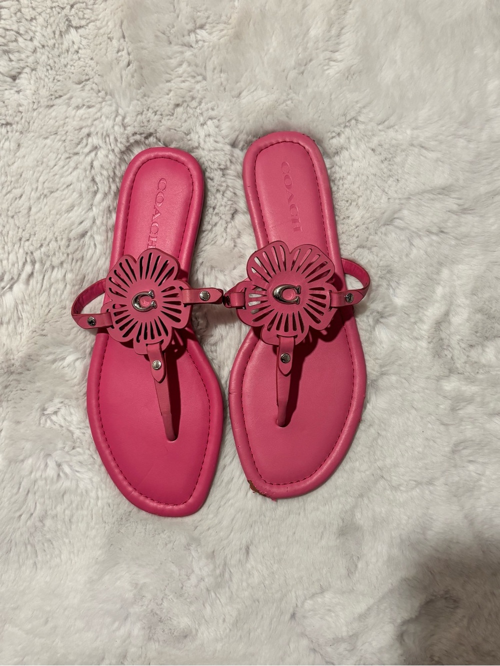 COACH Julia Leather Tea Rose Sandals Pink Size 10